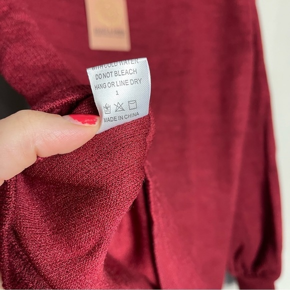 Grace Emma Ribbed Sweater Size Medium Red Maroon Fall New - Picture 5 of 6